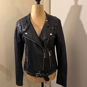 Ci Sono  Faux Black Leather  motorcycle Jacket